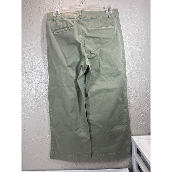 Daily Ritual Wide Leg Green Khaki High‎ Rise Cropped Pants Womens Size 12 - Picture 2 of 8